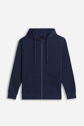 FELPA FULL ZIP CON CAPPUCCIO BASIC BLEU
